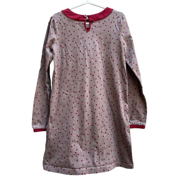Hanna Andersson Tan Burgundy Confetti Dot Cotton Knit Dress Girl 130 US 8 - Picture 5 of 5